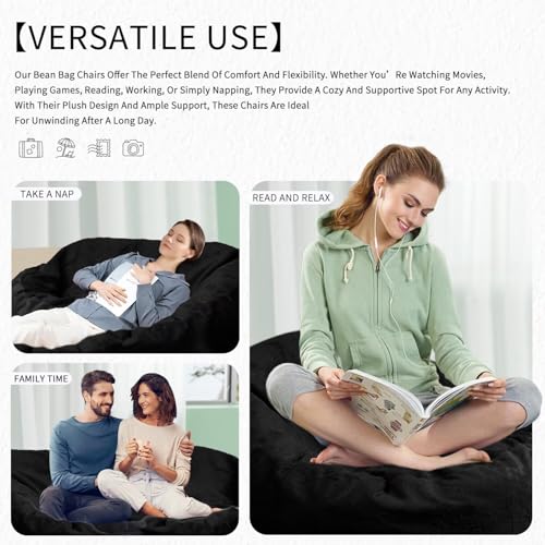 Bean Bag Chair for Adults 3FT, Soft Removable Cover, Light Gray M535251