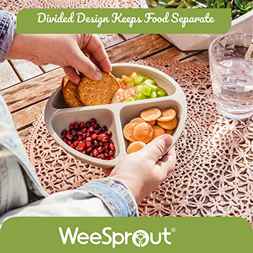 WeeSprout Suction Plates with Lids for Babies & Toddlers, 100% Silicone, 3 Pack S449223