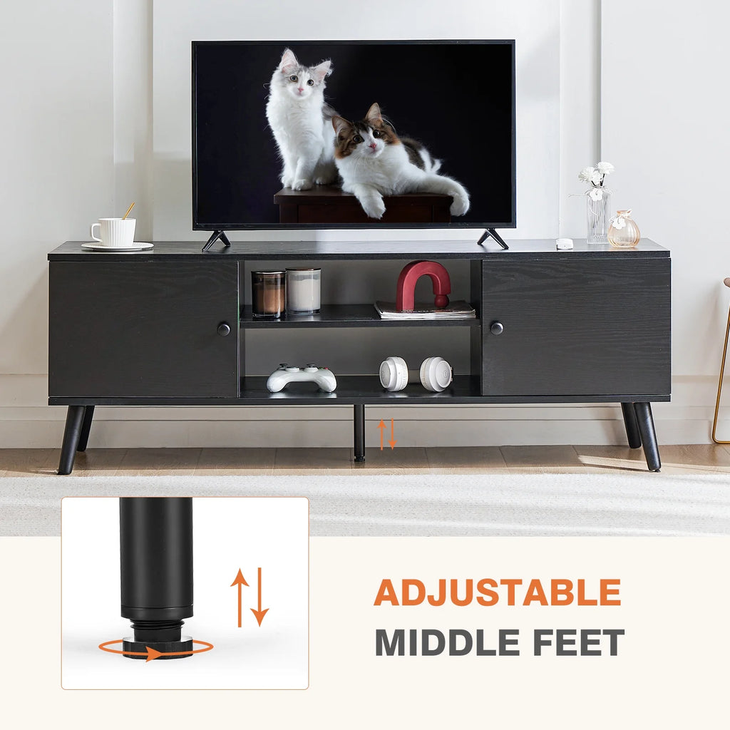 Mid Century Modern TV Stand for TVs up to 65-inch, Black K4106