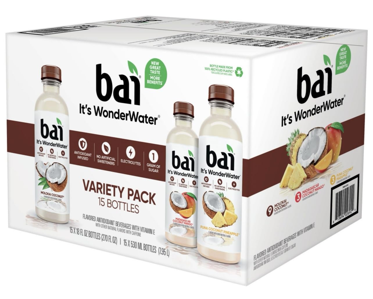 Bai Cocofusions Antioxidant Infusion Coconut Drink Variety Pack, 15 Pack (18 oz.) H325