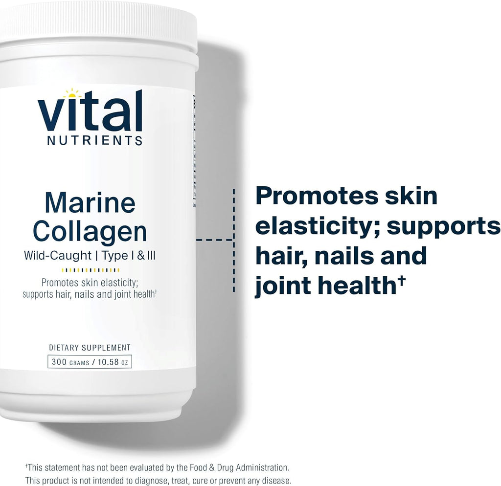 Vital Nutrients Marine Collagen Powder Unflavored, Type I & III, 60 Capsules W9604