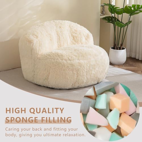 BYBYME Giant Faux Fur Bean Bag Chair for Adults with Filler T1937