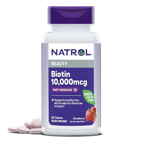 Natrol Beauty Biotin 10000mcg, Dietary Supplement for Healthy Hair, Skin, Nails and Energy Metabolism, 200 Tablets, 200 Day Supply