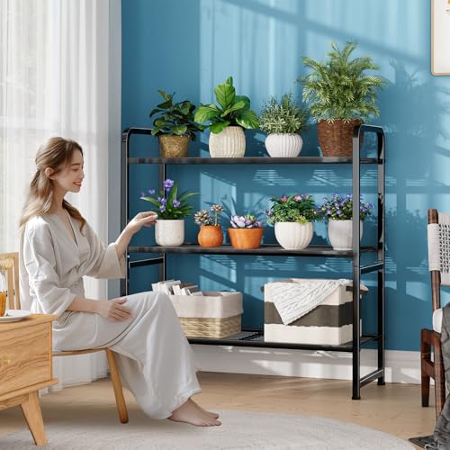 3 Tier Metal Wire Shelving Unit, Heavy Duty, Black O816606