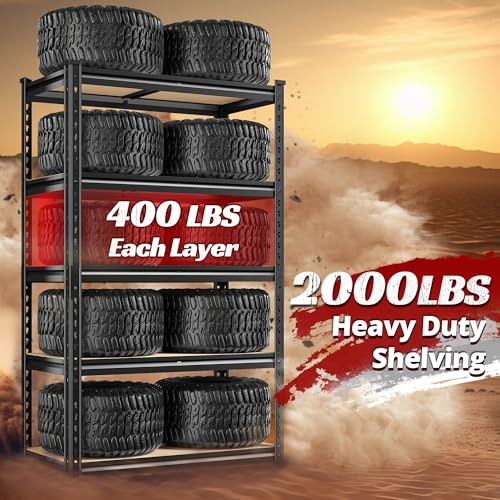 REIBII Set of 2 Storage Shelves 5 Tier Heavy Duty Metal Garage Shelving R5807