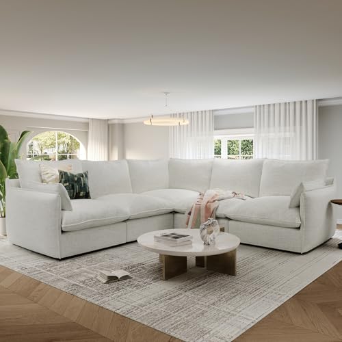 Cloud Modular Sectional Sofa, Waterproof Down Filled, High Backrest 5 Seater, Dark Gray J53470