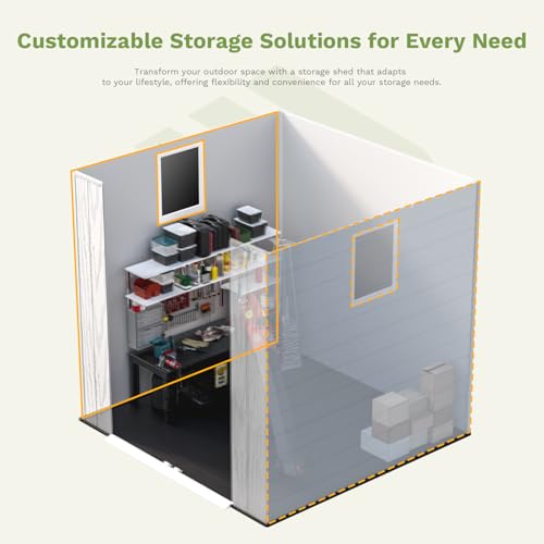 Patiowell 6 x 8 FT Plastic Outdoor Storage Shed with Floor, Dark Grey O60190
