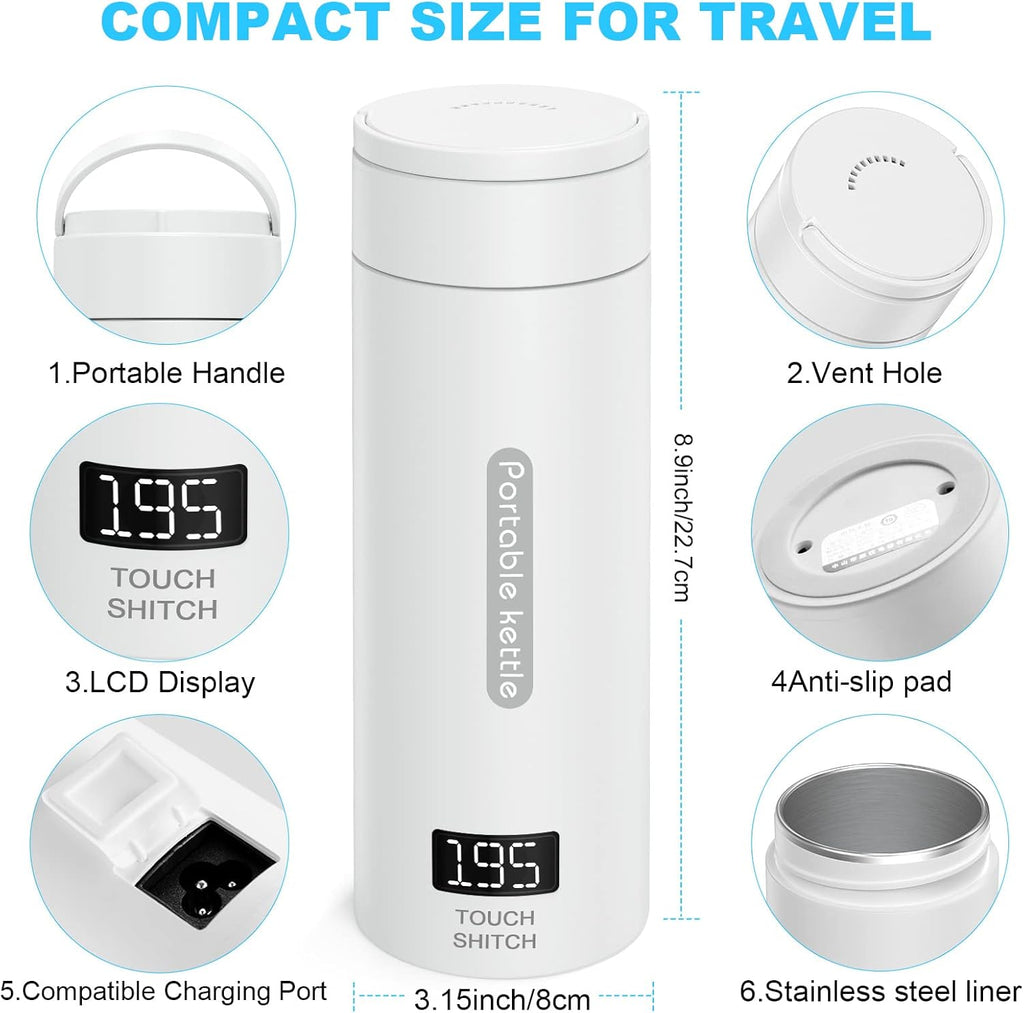 Portable Electric Tea Kettle 380ml with Auto Shut-Off V437218