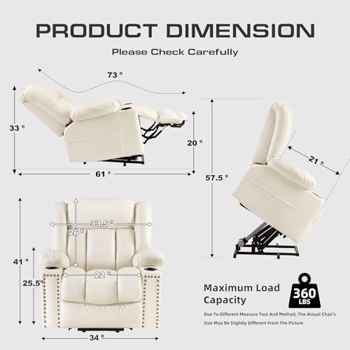 Large Power Lift Chair Recliner for Elderly with Heat and Massage, Dark Brown W500