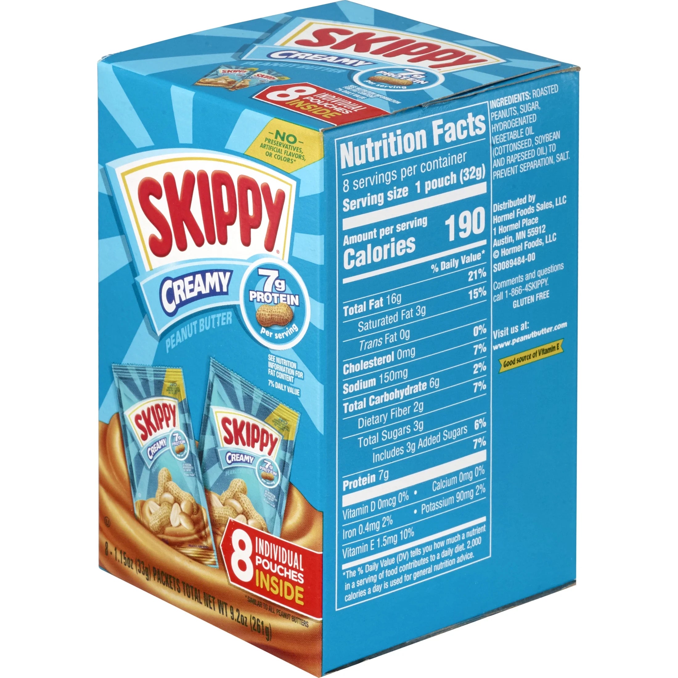 SKIPPY Creamy Peanut Butter Squeeze Packs, 1.15 oz (64 Count) M801702