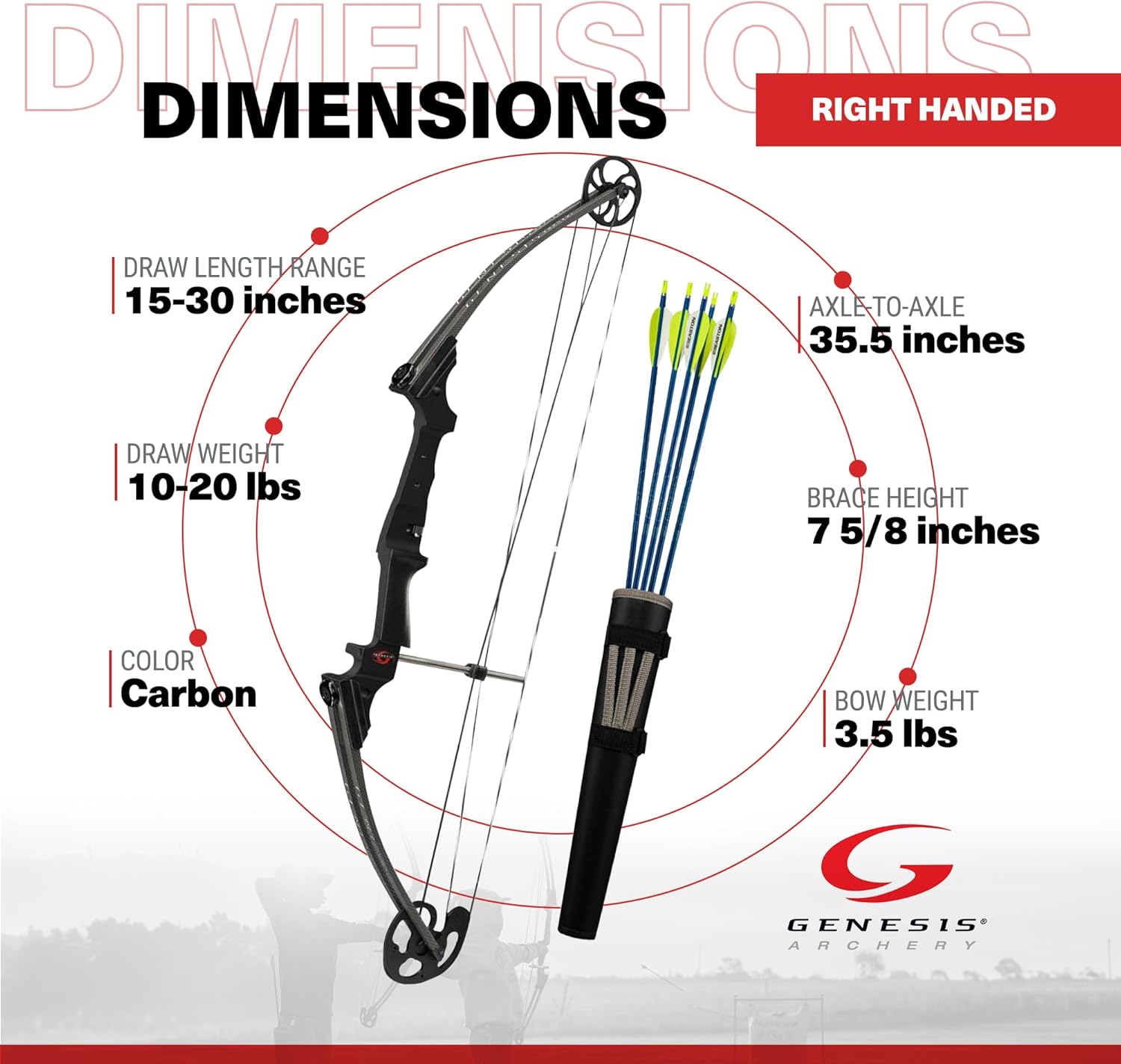 Genesis Original Lightweight Right Handed Compound Bow with Adjustable Aluminum Riser M89676