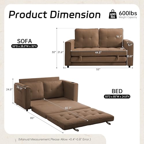 Loveseat Sleeper Sofa Bed Convertible Futon Couch Dark Blue Y2868