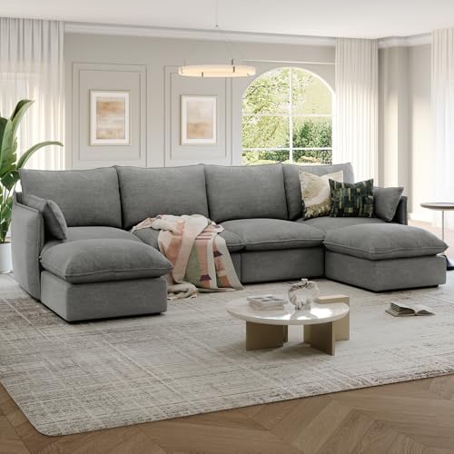 Cloud Modular Sectional Sofa, Waterproof Down Filled, High Backrest 5 Seater, Dark Gray J53470