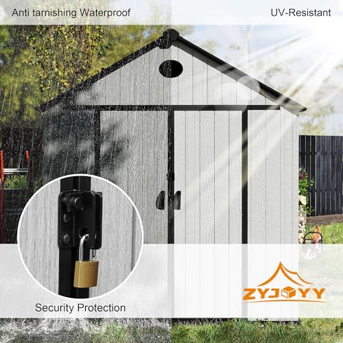 7.3 x 12 FT Resin Outdoor Storage Shed with Floor, Grey S427927