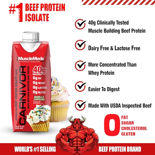 MuscleMeds Carnivor Ready to Drink Protein, Chocolate, 16.9 Fl Oz (Pack of 12) G3657