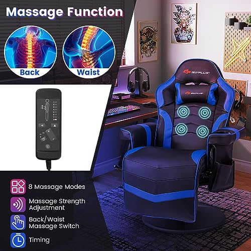 Goplus Massage Gaming Chair, Racing Recliner with Footrest, PU Leather N121
