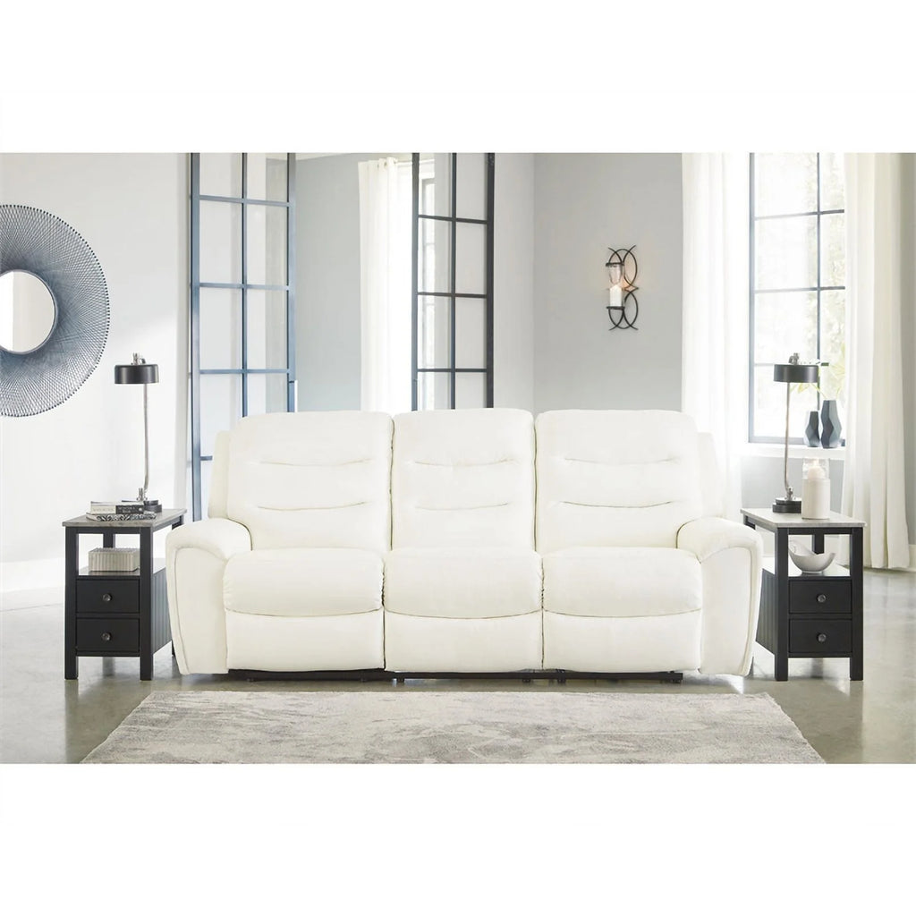 Ashley Furniture Warlin Faux Leather Power Reclining Sofa White V71079