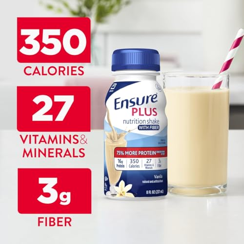 Ensure Plus Milk Chocolate Nutrition Shake with Fiber, 8 fl oz, 24 Pack Y704782