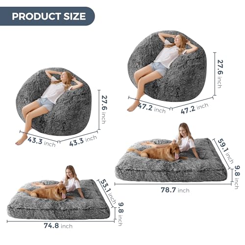 MAXYOYO Giant Bean Bag Chair Bed for Adults, Convertible Floor Sofa G466