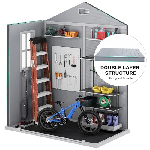 DWVO 6x4 FT Resin Storage Shed with Lockable Door and Window T823