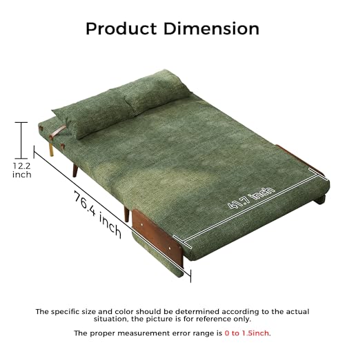 Convertible Chair Bed Sleeper for Adults with Wooden Arms, Linen G638