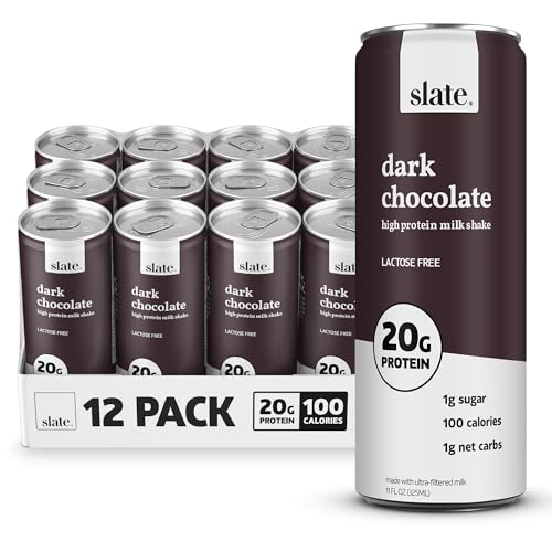 Slate Milk High Protein Dark Chocolate Shake, Lactose Free, 11 fl oz, 12 Cans C31569