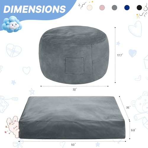 Giant Bean Bag Chair for Adults Convertible Bed with Microfiber Cover Charcoal G62613