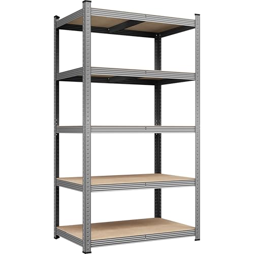 Yaheetech 5-Tier Heavy Duty Garage Shelving Unit, Adjustable Metal Storage Rack, Blue J339478