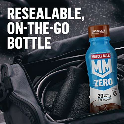 Muscle Milk Zero Protein Shake, Chocolate, 20g Protein, Zero Sugar, 11.16 Fl Oz (Pack of 12) O17417