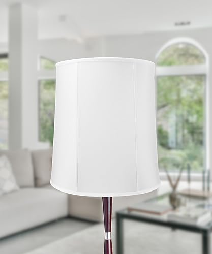 Prestige Tall Drum Lampshade 14x16x17 White Shantung Fabric U74085