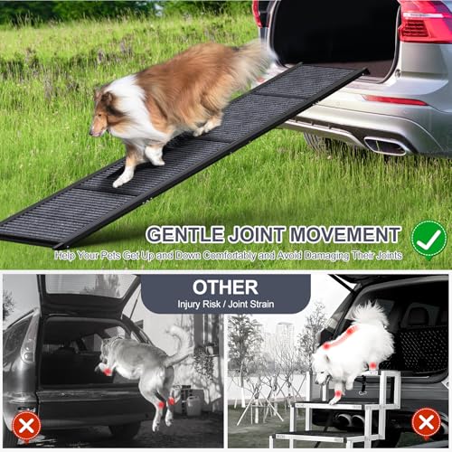 Folding Dog Ramp for Car, 63" Long, Non-Slip Surface for Medium & Large Dogs Q3482