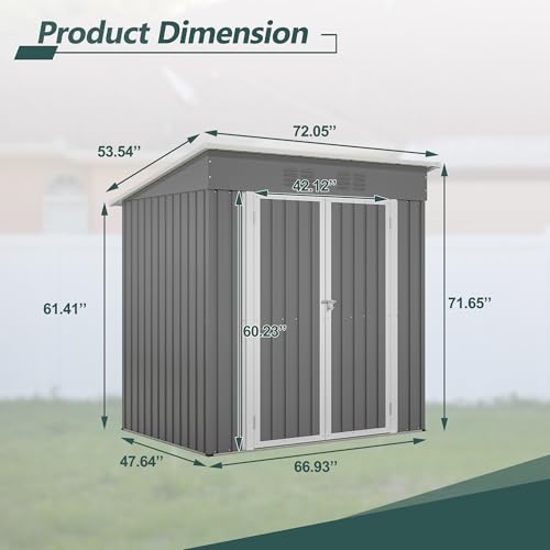 Outdoor Storage Shed 6x4 Ft, Heavy-Duty Resin Tool Shed with Lockable Doors Z7258