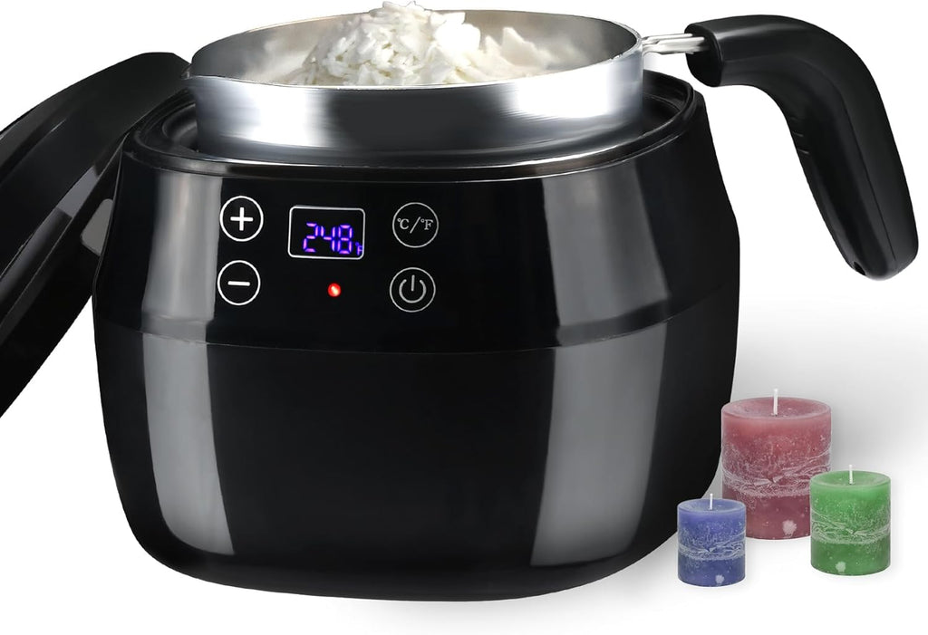 TCFUNDY Wax Melter for Candle Making, 1L Candle Wax Melting Pot, 200W DIY Candle Making Kit with Touch Screen Digital Temperature Display, with Aluminum Pour Spout Pot