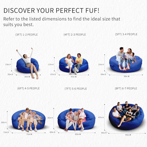 Bean Bag Chair for Adults 3FT, Soft Removable Cover, Light Gray M535251