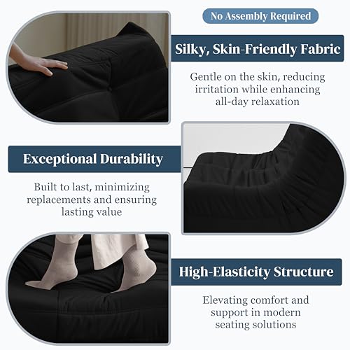 Bean Bag Chair for Adults Suede Microfiber Fireside Floor Chair 3-Seater Beige F151744