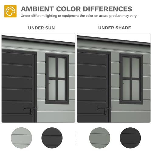 DWVO 5x3 FT Outdoor Storage Shed with Floor, Lockable Door & Window, Blue-Gray J40973