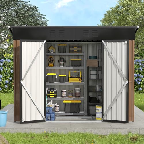 UDPATIO Outdoor Storage Shed 6x6 FT Resin Garden Shed with Lockable Door D90316