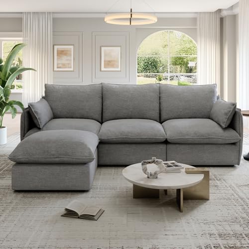 Cloud Modular Sectional Sofa, Waterproof Down Filled, High Backrest 5 Seater, Dark Gray J53470
