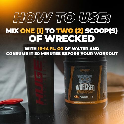 Wrecked Pre Workout Advanced Formula, 10g L-Citrulline, 6.4g Beta Alanine, 375mg Caffeine H8336