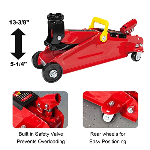 BIG RED Torin Hydraulic Trolley Floor Jack with Storage Case, 1.5 Ton Capacity, Black J906585