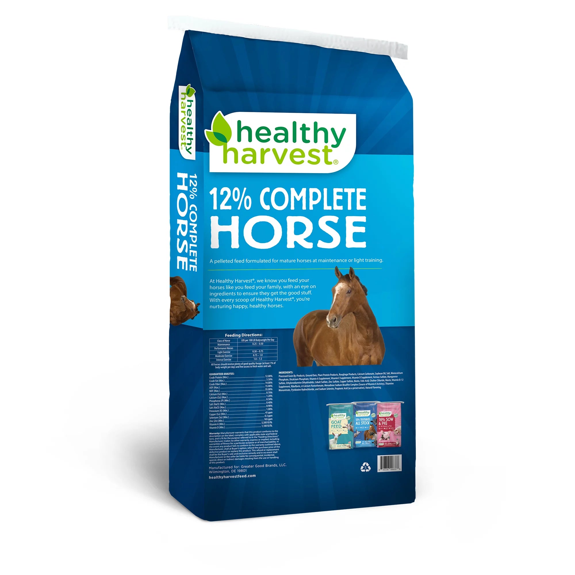 Healthy Harvest All Natural 12% Complete Horse Feed Pellets for Mature Horses, 40 lb R64616