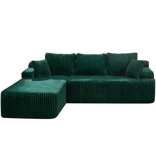 Modular Sectional Sofa L-Shape Couch with Oversized Chaise, Grey Stripe I49459