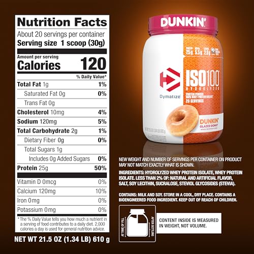Dymatize ISO100 Whey Protein Powder, Cookies & Cream, 20 Servings E355002