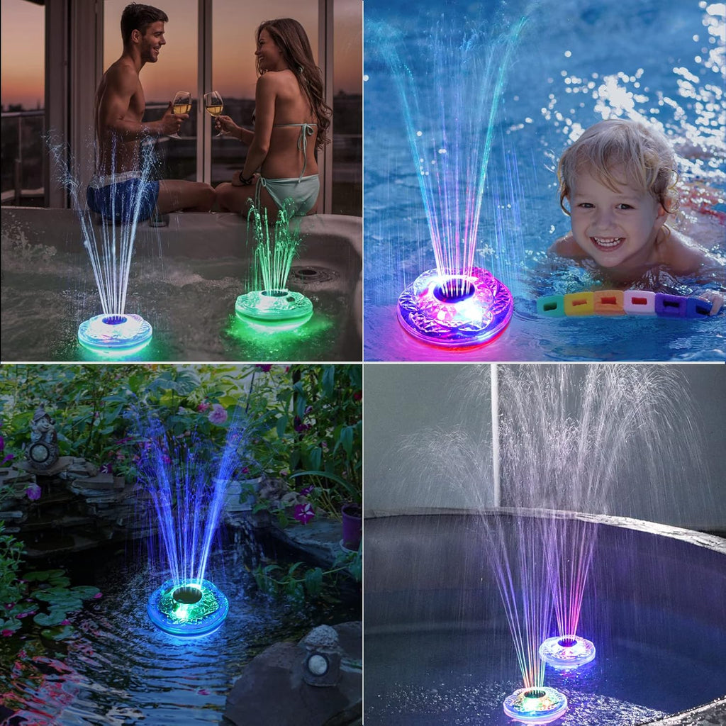 Floating Pool Fountain with Light Show, Rechargeable, IP68 Waterproof B72594