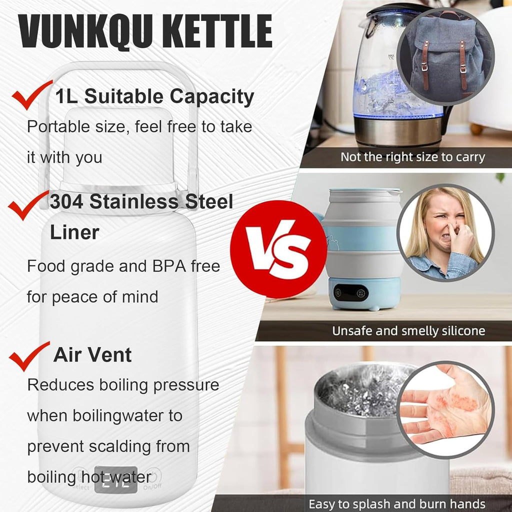 Portable Travel Electric Kettle 1L with Temperature Control and LCD Display S70902