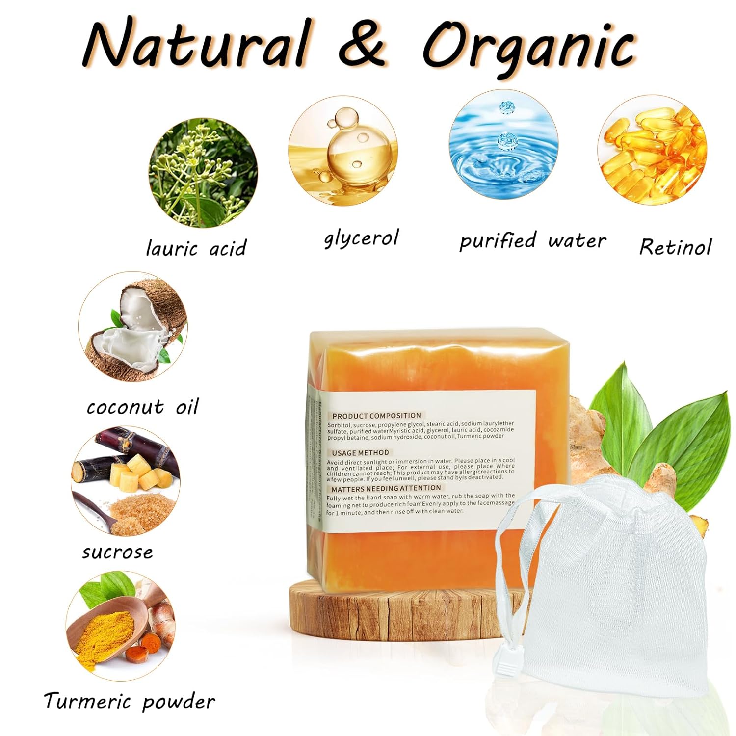 3Packs Turmeric Soap Bar with Vitamin C & E for Face and Body L6398