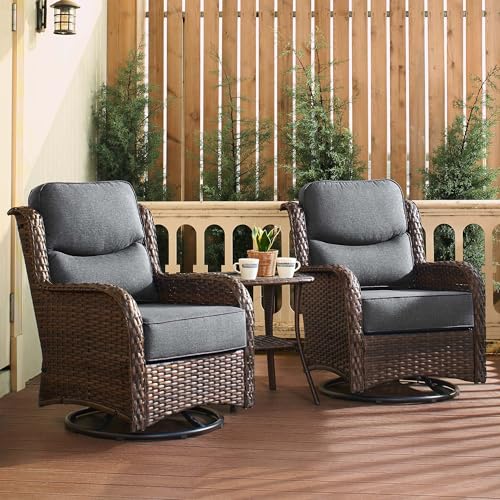 Luxury Patio Furniture Set 7PCS Wicker Conversation Set with Blue Cushions J5390
