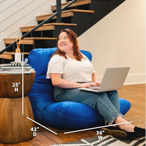 Big Joe Dorm Bean Bag Chair with Drink Holder, Black Smartmax, 3 ft Q1693