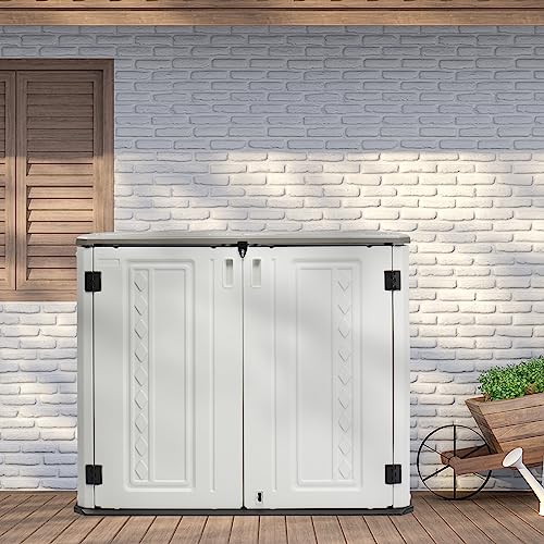 VINGLI Outdoor Storage Shed Resin Cabinet with Lockable Design, White M333440