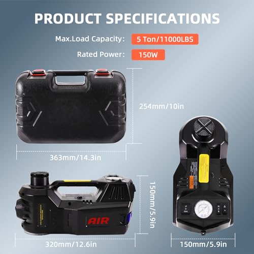 12V 5 Ton Electric Car Jack with Inflator Pump for SUV Sedan MPV Y442659